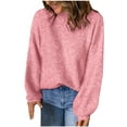 thumbnail image 1 of hotojiny Women's Turtleneck Sweaters Oversized Lightweight Lantern Long Sleeve Pullover Loose Fit Warm Knit Tops Streetwear, 1 of 7