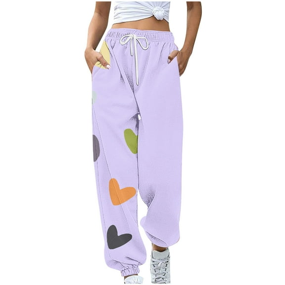hotojiny Women's Valentine's Day Sweatpants Cute Trendy Loose Soft Workout Running Joggers Casual Lounge Gym Athletic Trousers