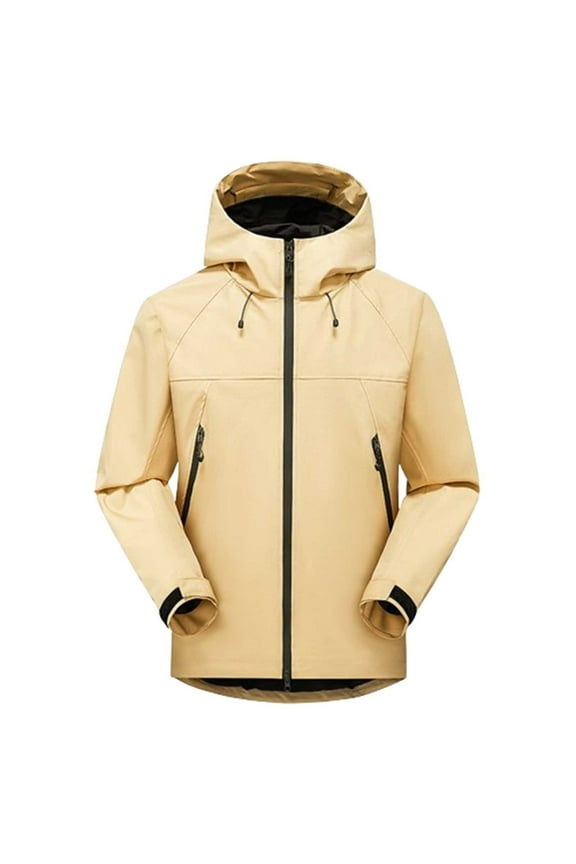 Women's Waterproof Rain Jacket Lightweight Zip Outdoor Raincoat Hiking Travel Hooded Windbreaker with Pockets