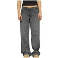 thumbnail image 1 of hotojiny Women's Wide Leg Jeans Low Waist Baggy Boyfriend Jeans Casual Vintage Loose Denim Pants Streetwear with Pockets, 1 of 7