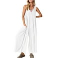 thumbnail image 1 of hotojiny Women's Wide Leg Jumpsuits Boho Lounge Beach Vacation Overalls Loose Sleeveless Long Pants Rompers, 1 of 6