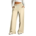thumbnail image 1 of hotojiny Women's Wide Leg Lounge Pants High Waist Baggy Sweatpants Adjustable Drawstring Solid Color Trousers Loose Workout Joggers, 1 of 4