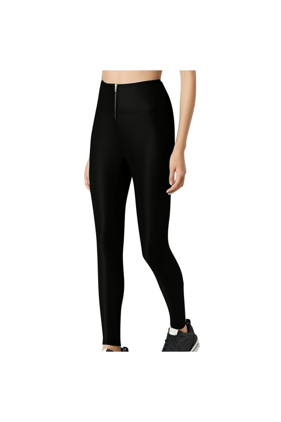 Women's Workout Leggings Fashion High Waisted Zipper Running Yoga Pants Stretch Slimming Tights Streetwear