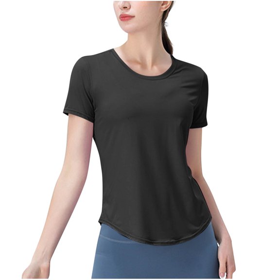 hotojiny Women's Workout Tops Breathable Lightweight Active Tennis Yoga Shirts Stretch Short Sleeve Athletic Running Tee
