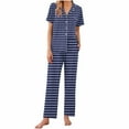 thumbnail image 1 of hotojiny Womens 2 Piece Pajamas Set Soft Button down Pjs Set Short Sleeve Shirts Sleepwear Lounge Sets with Long Pants, 1 of 6