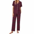 thumbnail image 1 of hotojiny Womens 2 Piece Pajamas Set Soft Button down Pjs Set Short Sleeve Shirts Sleepwear Lounge Sets with Long Pants, 1 of 6