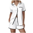 thumbnail image 1 of hotojiny Womens 2 Piece Satin Pajamas Set Soft Button Down Short Sleeve Shirts Sleepwear with Shorts Loungewear, 1 of 7