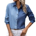 thumbnail image 1 of hotojiny Womens Button Down Shirts Cotton Linen Long Sleeve Tunics Tops Fall V Neck Collared Casual Blouses Dress Shirts, 1 of 5