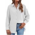 thumbnail image 1 of hotojiny Womens Button down Shirts Breathable Long Sleeve Shirt Casual Collared Blouses Loose Fit Work Office Tops, 1 of 5