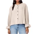 thumbnail image 1 of hotojiny Womens Button down Shirts Casual Long Sleeve Loose Tops Spring Fashion Lightweight Crewneck Blouse, 1 of 7