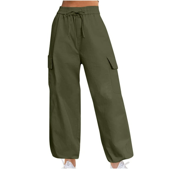 hotojiny Womens Cargo Pants Baggy Wide Leg Workout Outdoor Hiking Trousers Casual High Waisted Travel Pants