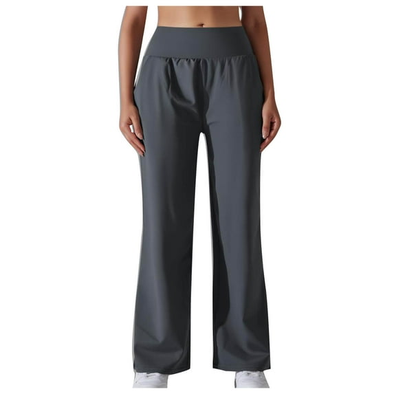 hotojiny Womens Casual Wide Leg Pants Elastic Waisted Loose Stretch Trousers with Pockets Breathable Yoga Pants