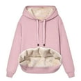 thumbnail image 1 of hotojiny Womens Casual Winter Warm Fleece Sherpa Lined Pullover Hooded Sweatshirt Long Sleeve Solid Color Drawstring Cozy Hoodies Womens Clothes, 1 of 6