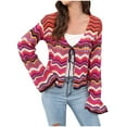 thumbnail image 1 of hotojiny Womens Color Block Cardigan Long Sleeve Open Front Casual Knit Sweaters Coat Soft Fashion Outwear Fall, 1 of 7