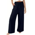 thumbnail image 1 of hotojiny Womens Comfy Pants Casual High Waisted Drawstring Summer Beach Pants Loose Fit Wide Leg Pants with Pockets, 1 of 7