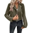 thumbnail image 1 of hotojiny Womens Cropped Jacket Fashion Zip up Lightweight Windbreaker Coat Long Sleeve Motorcycle Biker Coat Outwear with Pockets, 1 of 5