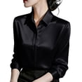 thumbnail image 1 of hotojiny Womens Dress Shirts Long Sleeve Button down Shirt Satin Silk Business Collared Elegant Blouse Office Work Tops, 1 of 6