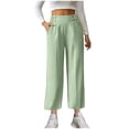 thumbnail image 1 of hotojiny Womens Dress Wide Leg Pants Pull on Stretchy Work Pants High Waisted Business Causal Cropped Trousers with Pockets, 1 of 7