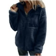 thumbnail image 1 of hotojiny Womens Fleece Jacket Winter Casual Long Sleeve Fuzzy Coats Trendy Zip Up Lapel Warm Outerwear with Pockets, 1 of 7