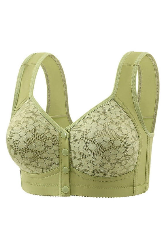 Womens Front Closure Bras Plush Size Breathable Support Everyday Bra Wireless Padded Full Coverage T-Shirt Bralettes