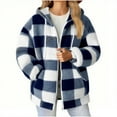 thumbnail image 1 of hotojiny Womens Fuzzy Sherpa Coat Oversized Plaid Fleece Jacket Zip up Winter Warm Sweatshirt Hoodies Windproof Outwear, 1 of 3