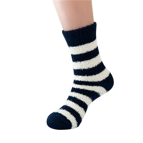 hotojiny Womens Fuzzy Socks Fall Winter Warm Soft Striped per Socks for Gift Cozy Comfy Plush Crew Socks