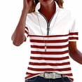 thumbnail image 1 of hotojiny Womens Golf Shirts Short Sleeve Quarter Zip Summer Tops Fashion Striped Casual Collared Tennis Activewear, 1 of 5