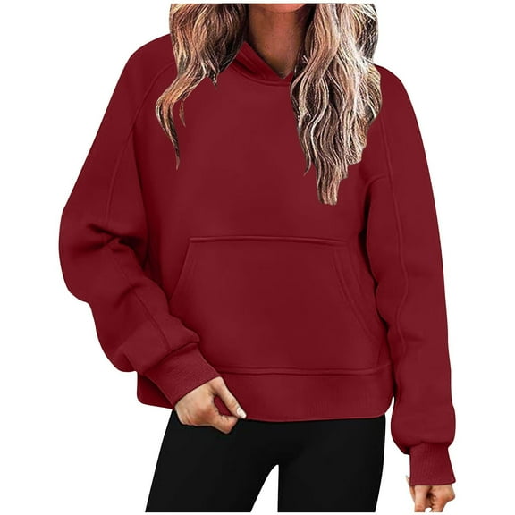 hotojiny Womens Hoodies Fleece Sweatshirts Long Sleeve Casual Pullover Shirts Fall Winter Hooded Tops with Pocket