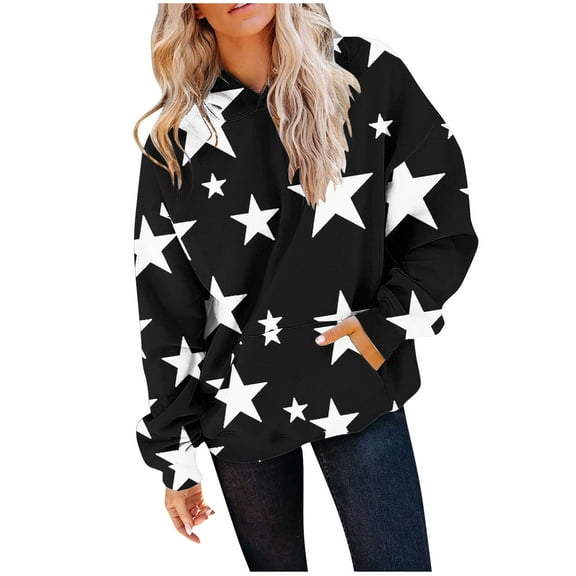 hotojiny Womens Hoodies Long Sleeve Oversized Casual Sweatshirts Fall Drawstring Loose Pullover Tops with Pockets