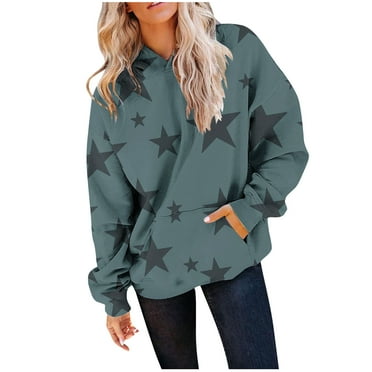 hotojiny Womens Hoodies Long Sleeve Oversized Casual Sweatshirts Fall Drawstring Loose Pullover Tops with Pockets