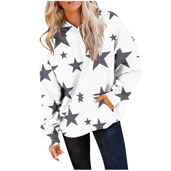hotojiny Womens Hoodies Long Sleeve Oversized Casual Sweatshirts Fall Drawstring Loose Pullover Tops with Pockets