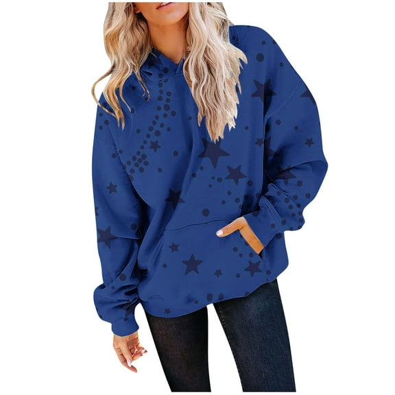 hotojiny Womens Hoodies Long Sleeve Oversized Casual Sweatshirts Fall Drawstring Loose Pullover Tops with Pockets