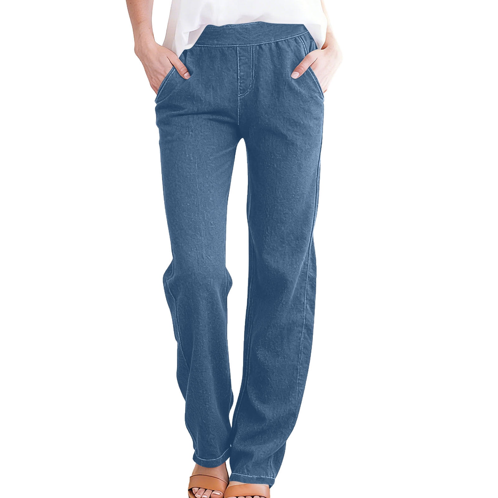 hotojiny Womens Jeans Soft Comfortable Straight Leg Stretchy Denim