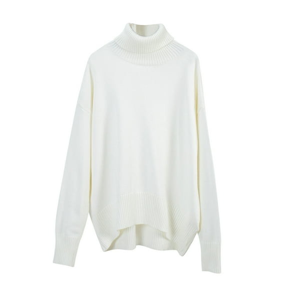 hotojiny Womens Knit Tunic Sweater Winter Fall Solid Turtleneck High Neck Casual Long Sleeve Sweaters Pullover