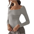 thumbnail image 1 of hotojiny Womens Long Sleeve Basic Bodysuit Scoop Neck Going Out Body Suits Stretchy Comfy Bodysuit Tops, 1 of 7