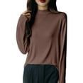 thumbnail image 1 of hotojiny Womens Long Sleeve Tops Casual Mock Neck Comfy Loose Shirts Lounge Lightweight Soft Basic T Shirts, 1 of 1