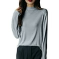 thumbnail image 1 of hotojiny Womens Long Sleeve Tops Casual Mock Neck Comfy Loose Shirts Lounge Lightweight Soft Basic T Shirts, 1 of 5