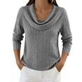 thumbnail image 1 of hotojiny Womens Long Sleeve Tops Cowl Neck Ribbed Knit Sweater Loose Fit Solid Color Pullover Lightweight Spring Shirts S-3XL, 1 of 6