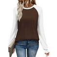 thumbnail image 1 of hotojiny Womens Long Sleeve Tops Fall Casual Color Block Crew Neck Pullover Trendy Loose Fit Tshirts Tunic Tee S-XXL, 1 of 7