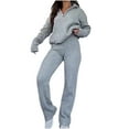 thumbnail image 1 of hotojiny Womens Lounge Set 2 Piece Outfits Casual Loose Long Sleeve Pullover Tops and Wide Leg Pants Matching Clothes, 1 of 7