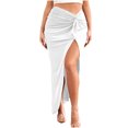 thumbnail image 1 of hotojiny Womens Maxi Skirts Trendy High Waist Ruched Long Skirts Casual Side Split Summer Beach Vacation Skirts, 1 of 4