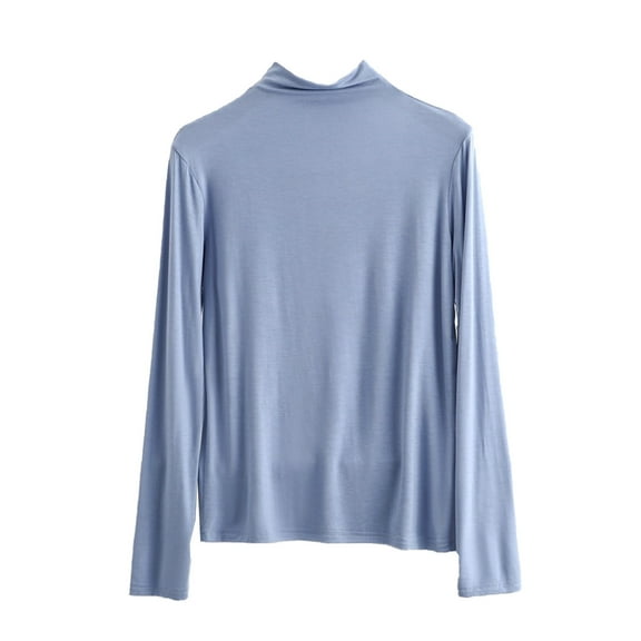 hotojiny Womens Modal Shirts Long Sleeve Stretch Basic T-Shirts Soft Mock Neck Slim Pullover Tee Fashion Tops
