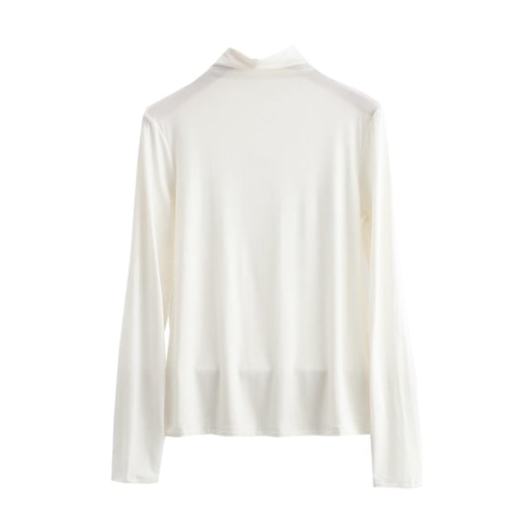 hotojiny Womens Modal Shirts Long Sleeve Stretch Basic T-Shirts Soft Mock Neck Slim Pullover Tee Fashion Tops