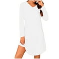 thumbnail image 1 of hotojiny Womens Nightgown Casual Soft Long Sleeve V Neck Sleepshirts Spring Summer Comfort Loose Sleepwear Loungewear, 1 of 7