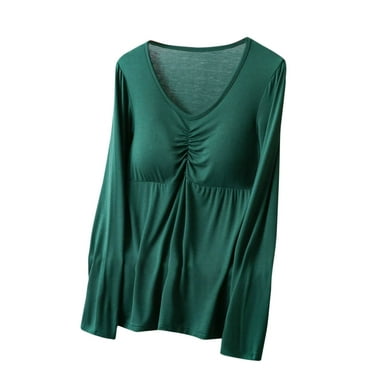 hotojiny Womens Oversized Comfy Sleep Shirts Long Sleeve V Neck Loose Pajama Tops Fall Padded Casual T Shirts