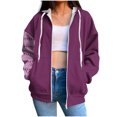 thumbnail image 1 of hotojiny Womens Oversized Hoodies Long Sleeve Full Zip Sweatshirts Drawstring Casual Hooded Jacket with Pockets, 1 of 5