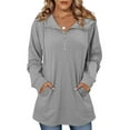 thumbnail image 1 of hotojiny Womens Oversized Sweatshirts Lightweight Drawstring Hooded Pullover Fall Long Sleeve Quarter Zip Tops Fall Spring Clothes, 1 of 6