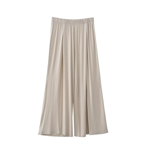 hotojiny Womens Pajama Pants Wide Leg Baggy Capri Pj Bottoms Elastic Waisted Pull On Lounge Culottes Trousers