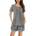 thumbnail image 1 of hotojiny Womens Pajama Sets Short Sleeve Button Down Top and Shorts Sleepwear 2 Piece Pj Set Loungewear with Pockets, 1 of 6