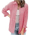 thumbnail image 1 of hotojiny Womens Plaid Shirts Long Sleeve Button Down Blouses Fall Lapel Collared Casual Work Tops with Pockets, 1 of 7